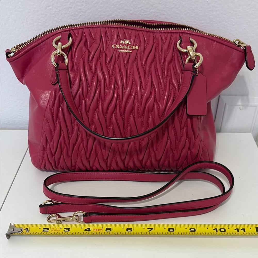 Coach Pink Satchel with Gold Hardware and Adjustable Strap